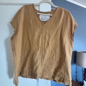 notPERFECTLINEN Mustard top-Large